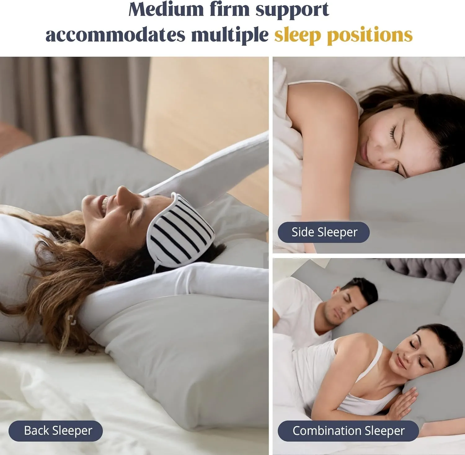 puredown Goose Feathers Down Pillows - Standard Size Bed Sleeping Hotel Collection Pillows Set of 2 with 100% Cotton Cover, Grey