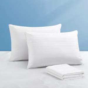 puredown® Natural Goose Feather Down Bed Pillows for Sleeping with 2 Outer Protectors, Hotel King Pillows Set of 2 with Cotton Fabric Cover (Pack of 2)