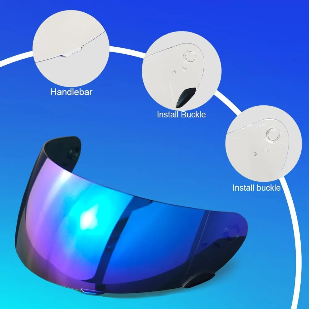 Qualifier Helmet Visor for Bell Star/Vortex/RS-1/RS-2/Revolver/Qualifier DLX,Click Release Shield Uv Protection Helmet Face Shield(Revo Deep Blue)