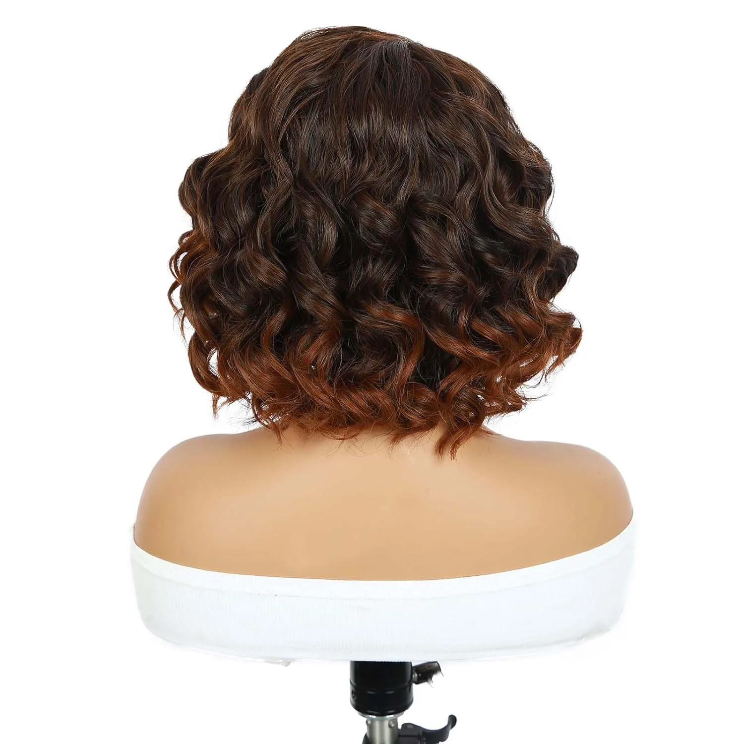 Quantum Love Short Curly Wavy Wigs Curly Bob Lace Front Wig for Women Short Body Wave Side Part Synthetic Mix Brown Wig 14 inches