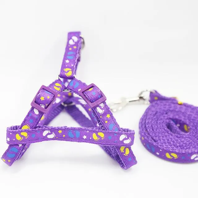 Random Pattern Pet Dog Leash and Harness with Adjustable Rope on Sale