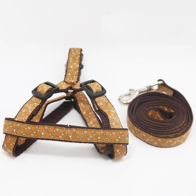 Random Pattern Pet Dog Leash and Harness with Adjustable Rope on Sale