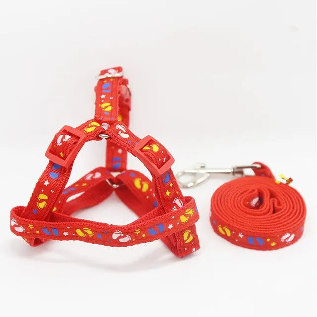 Random Pattern Pet Dog Leash and Harness with Adjustable Rope on Sale