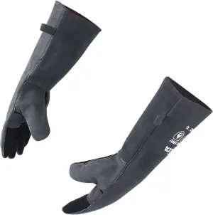 RAPICCA Fireplace Gloves Fire Heat Resistant: Grey 16IN - Fireproof Leather for Fireplace Fire pit Wood stove Campfire Furnace BBQ Grill Stick Mig Welding Welder Gear - one size 662℉