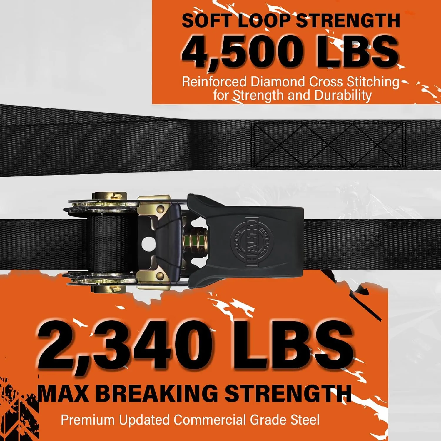 Ratchet Tie Down Straps, 2340lb Break Strength, 4pc 1inch x 16FT Tie Down Strap Set with Padded Handles & Coated S Hook W/Safety Clip, Cargo Strap Tie Down for Motorcycle, Truck (Black)