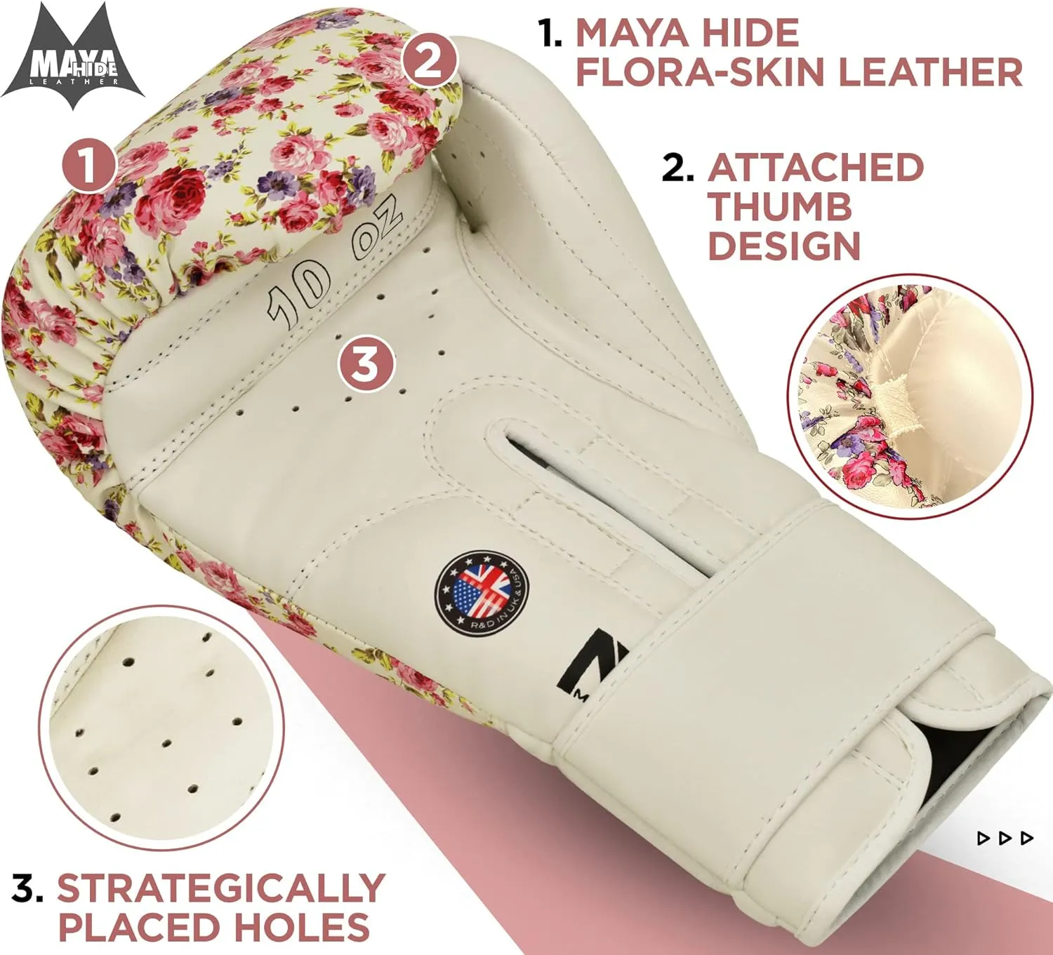 RDX Women Boxing Gloves for Training Muay Thai Maya Hide Leather Ladies Mitts, Kickboxing, Sparring Glove for Punch Bag, Focus Pads and Double End Ball Punching