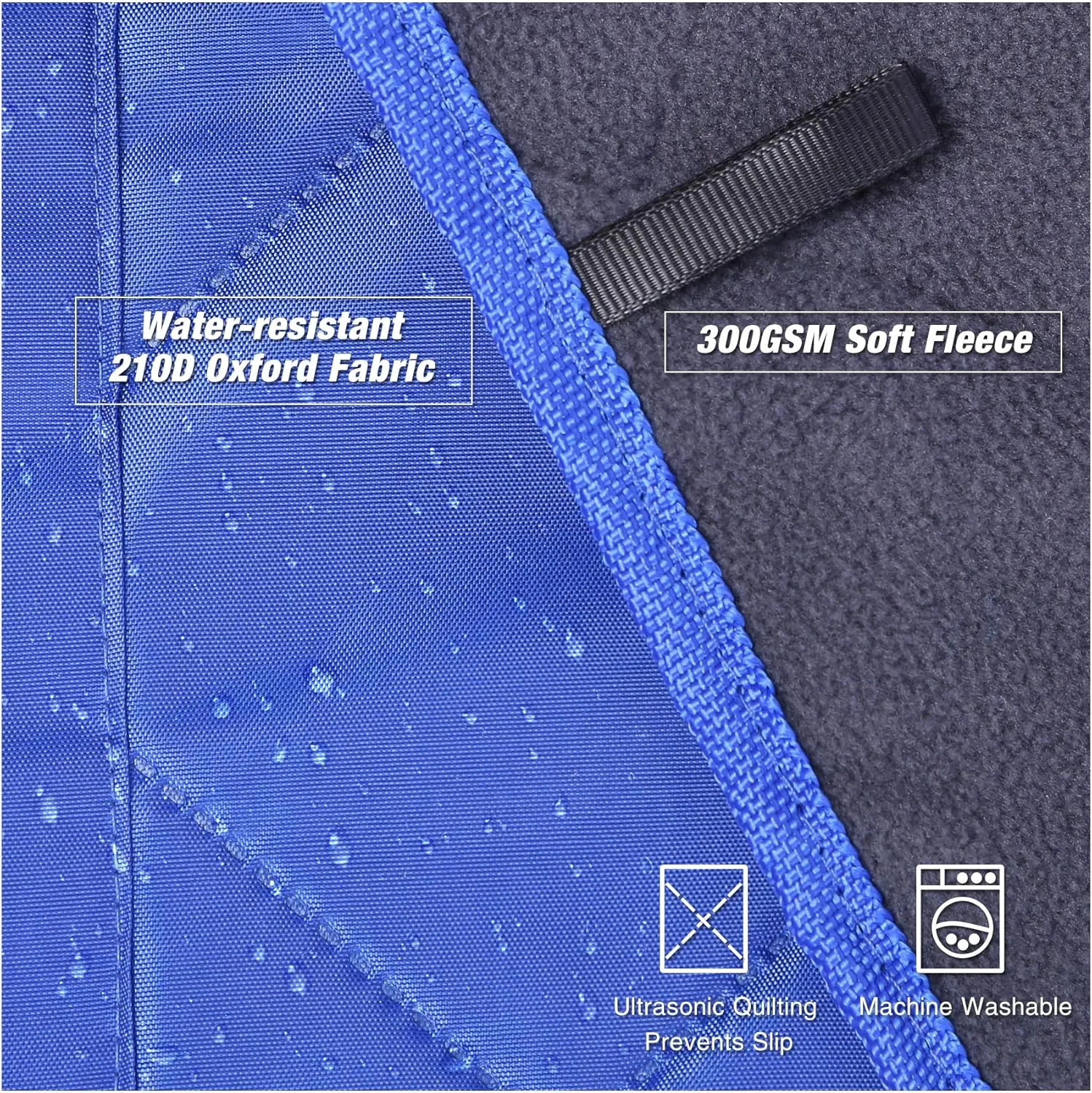 REDCAMP Large Waterproof Stadium Blanket for Cold Weather, Soft Warm Fleece Camping Blanket Windproof for Outdoor Sports, Blue