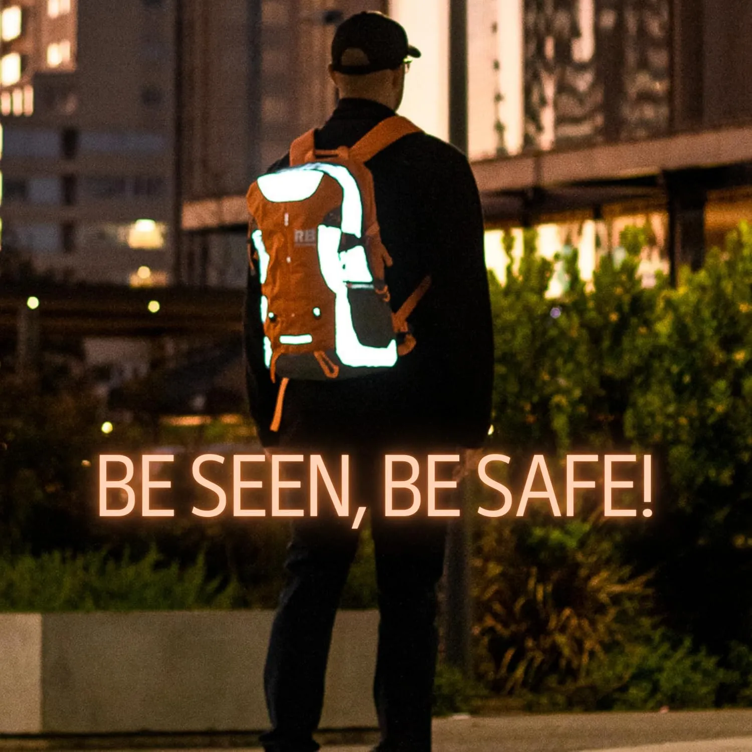 Reflective Motorcycle Backpack – Lightweight Hi Viz Riding Gear with Helmet Holder, Laptop pocket, Ventilated Back, Cycling, Hiking, Sport & Commuter Daypack (orange backpack)
