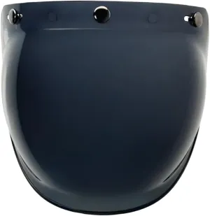 Retro 3-Snap Helemt Bubble Visor,Flip Up Down Bubble Shield for Open Face 3/4 Face Helmets (Deep Black)