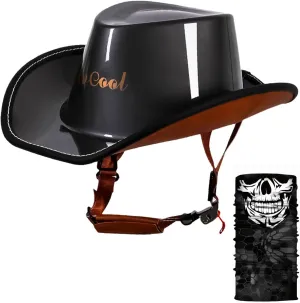 Retro DOT Approved Open Face Half Helmet - Western Cowboy Style With Quick Release Buckle and Lining for Adults Men Women - Jazz Caps