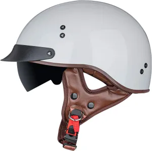 Retro Half-Shell Jet Helmet Motorcycle Helmet Brain-Cap Scooter Helmet Motorcycle Helmet Scooter Helmet with Built-in Visor DOT Certification H,XXL