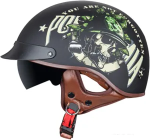 Retro Half-Shell Jet Helmet Motorcycle Helmet Brain-Cap Scooter Helmet Motorcycle Helmet Scooter Helmet with Built-in Visor DOT Certification H,XXL