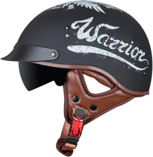 Retro Half-Shell Jet Helmet Motorcycle Helmet Brain-Cap Scooter Helmet Motorcycle Helmet Scooter Helmet with Built-in Visor DOT Certification H,XXL