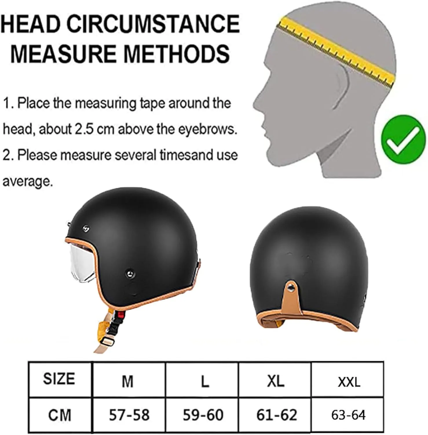 Retro Motorcycle Half Helmet Brain-Cap Jet Helmet for Adult Men and Women DOT Approved Half Shell Helmet Retro Chopper Scooter Helmet with Sun Visor Open-Face Motorbike Helmet