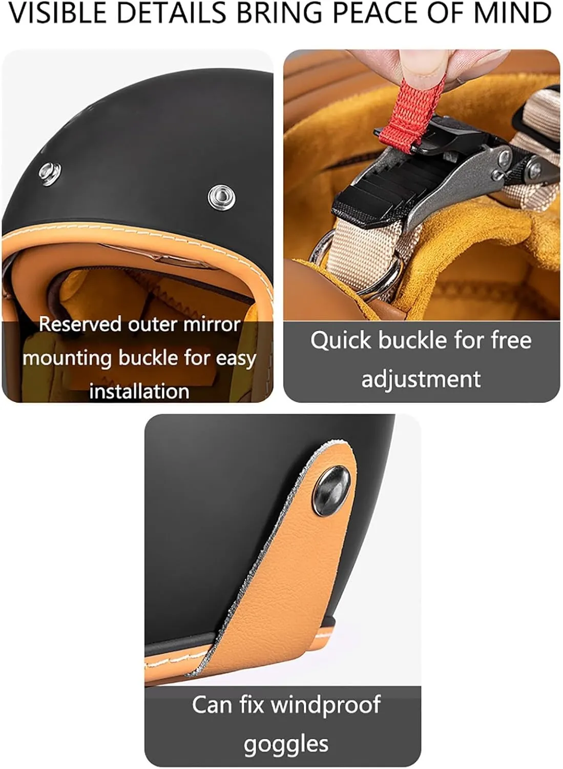 Retro Motorcycle Half Helmet Brain-Cap Jet Helmet for Adult Men and Women DOT Approved Half Shell Helmet Retro Chopper Scooter Helmet with Sun Visor Open-Face Motorbike Helmet