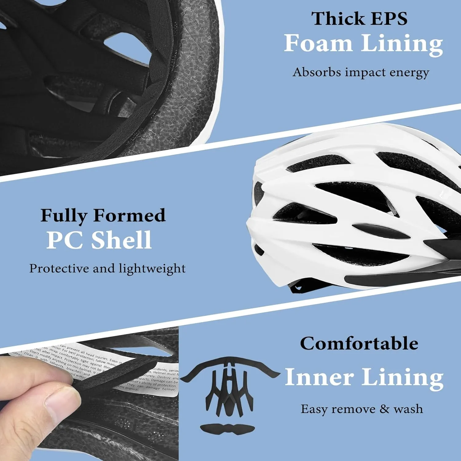 Road Bike Helmet Adult Men & Women, Adjustable Lightweight Design (22-24.5 Inches) - Vented, Removable Visor & Reflective White, for Day and Night Commuting & Sports | CPSC Certified