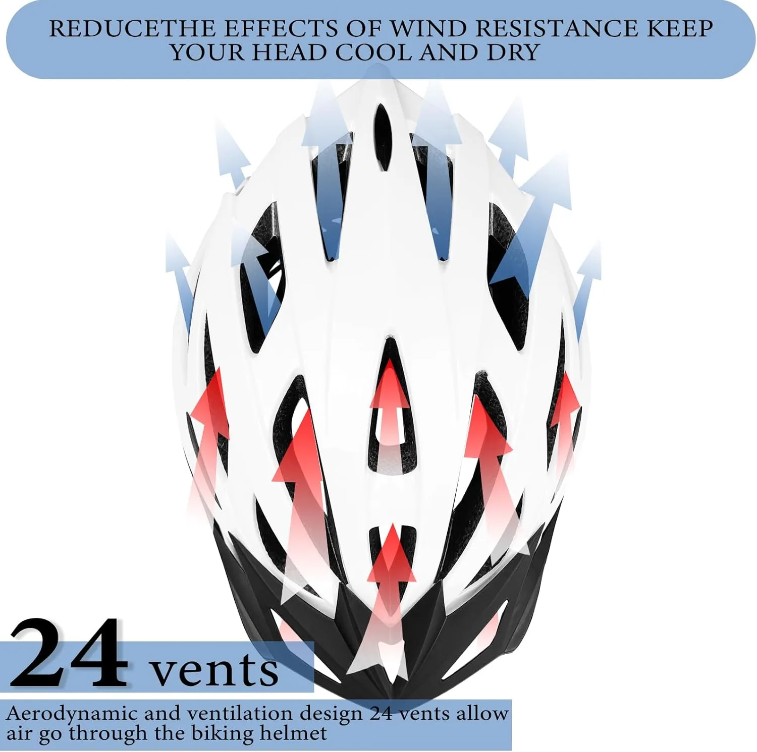 Road Bike Helmet Adult Men & Women, Adjustable Lightweight Design (22-24.5 Inches) - Vented, Removable Visor & Reflective White, for Day and Night Commuting & Sports | CPSC Certified