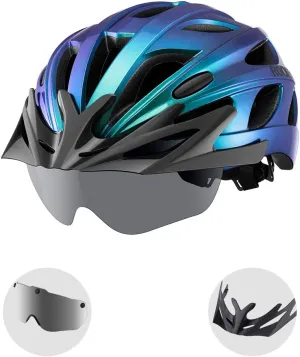 ROCKBROS Bike Helmet for Men Women Cycling Helmet with Removable Goggles & Sun Visor Mountain & Road Bicycle Helmets Adjustable Size Adult Cycling Helmets