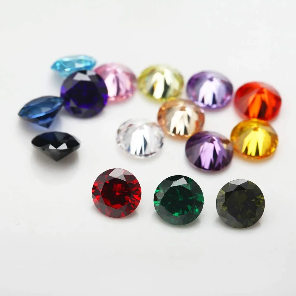 Round Cut 5A Cubic Zirconia Stone Mix 15 Colors Loose CZ Stones Synthetic Gemstone for Jewelry Making