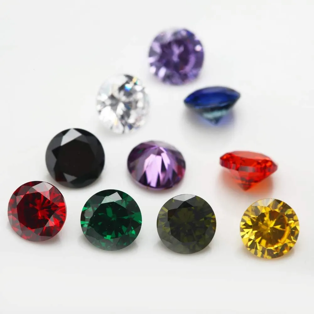 Round Cut 5A Cubic Zirconia Stone Mix 15 Colors Loose CZ Stones Synthetic Gemstone for Jewelry Making