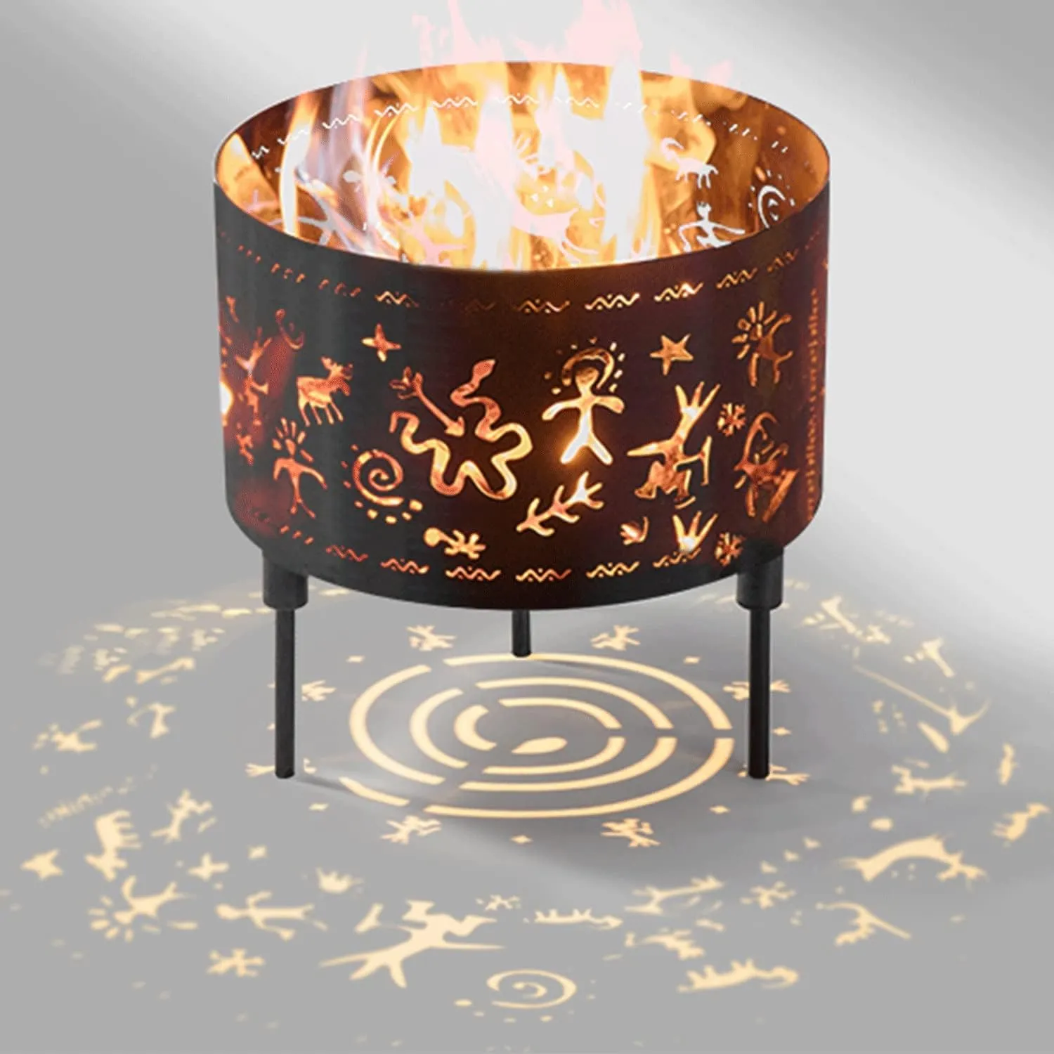 Round Fire Bench, Camping Stove, Wood Stove, Outdoor Heating, Lightweight and Easy to Carry, with Original Hunting Figure, 304 Stainless Steel