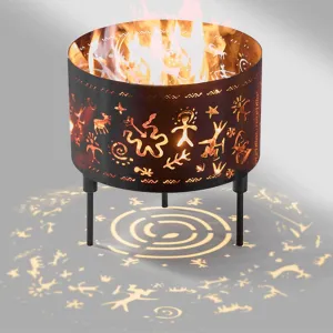 Round Fire Bench, Camping Stove, Wood Stove, Outdoor Heating, Lightweight and Easy to Carry, with Original Hunting Figure, 304 Stainless Steel