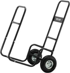 ROVSUN Firewood Cart Wood Hauler Fireplace Log Carrier Mover, Outdoor Indoor Wood w/Rolling Wheel Dolly Storage Holder