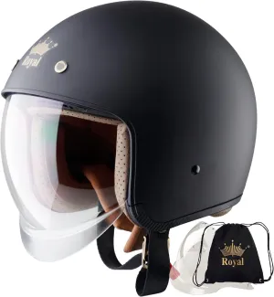 Royal M139 Open Face Motorcycle Helmet - Retro & Vintage Style, 3/4 Vespa & Scooter Helmet, Multi-Sport Impact Protection