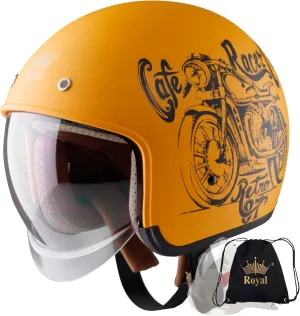 Royal M139 Open Face Motorcycle Helmet - Retro Motorcycle Helmets, Vintage & Classic Style, 3/4 Vespa Helmet, Scooter Helmet, Multi-Sport Impact Protection with Unique Design for Adult Women and Men