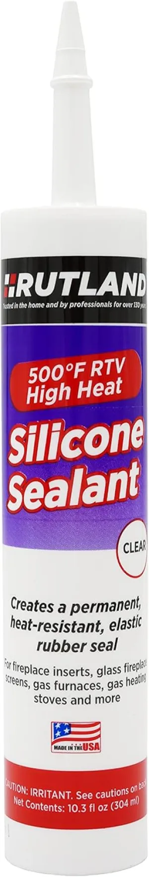 Rutland 500°F RTV High Heat Silicone, High Temperature Sealant, Made in USA, Clear, 10.3 oz Cartridge