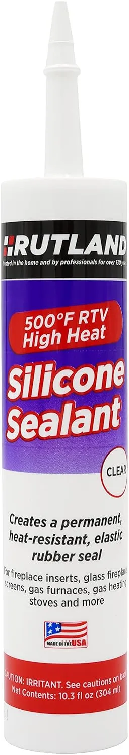 Rutland 500°F RTV High Heat Silicone, High Temperature Sealant, Made in USA, Clear, 10.3 oz Cartridge