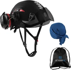 Safety Helmet Hard Hat and Ear Protection, ANSI Z89.1 Approved Lightweight Vented Work Helmet Kits, 6-Point Suspension Hardhat Ideal for Industrial and Construction