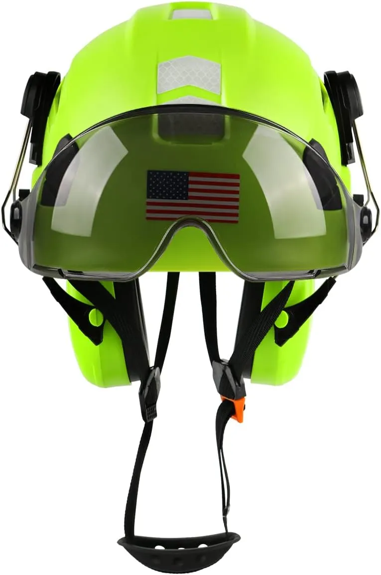Safety Helmet Hard Hat with Visor and Ear Protection Adjustable Lightweight Vented ABS Work Helmet for Men and Women 6-Point Suspension ANSI Z89.1 Approved Ideal for Industrial & Construction