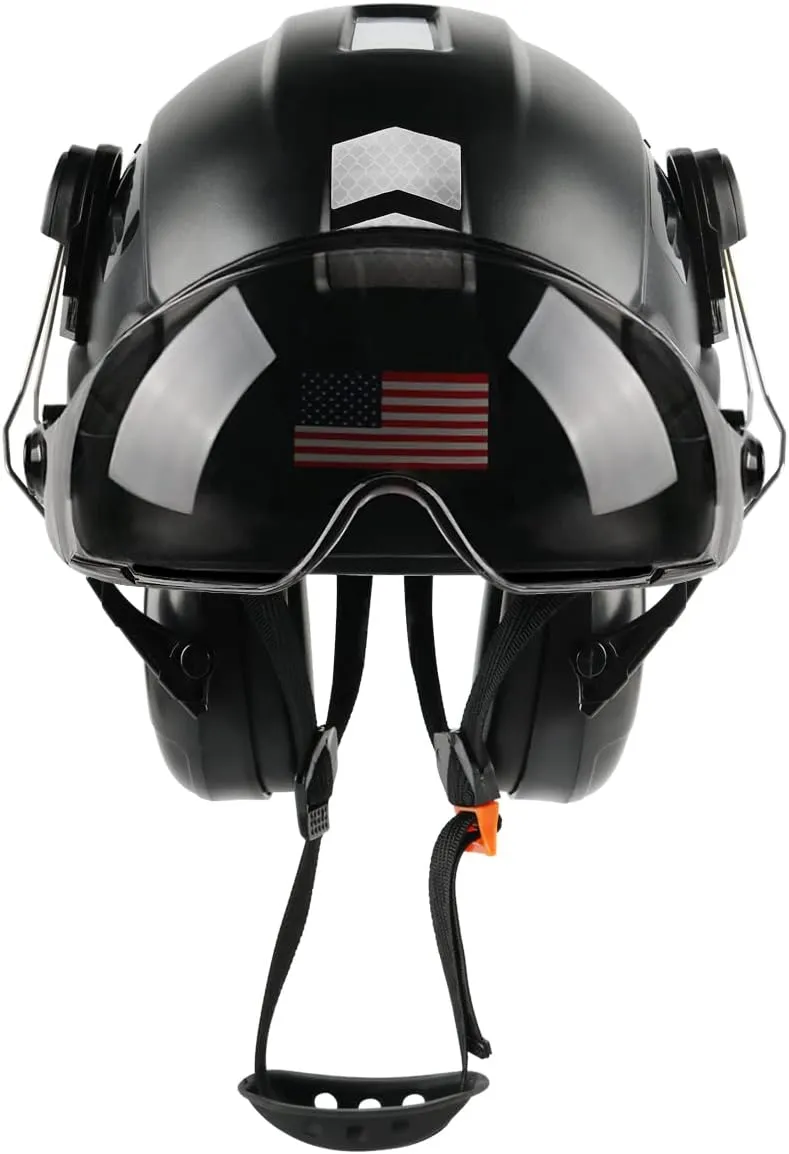 Safety Helmet Hard Hat with Visor and Ear Protection Adjustable Lightweight Vented ABS Work Helmet for Men and Women 6-Point Suspension ANSI Z89.1 Approved Ideal for Industrial & Construction