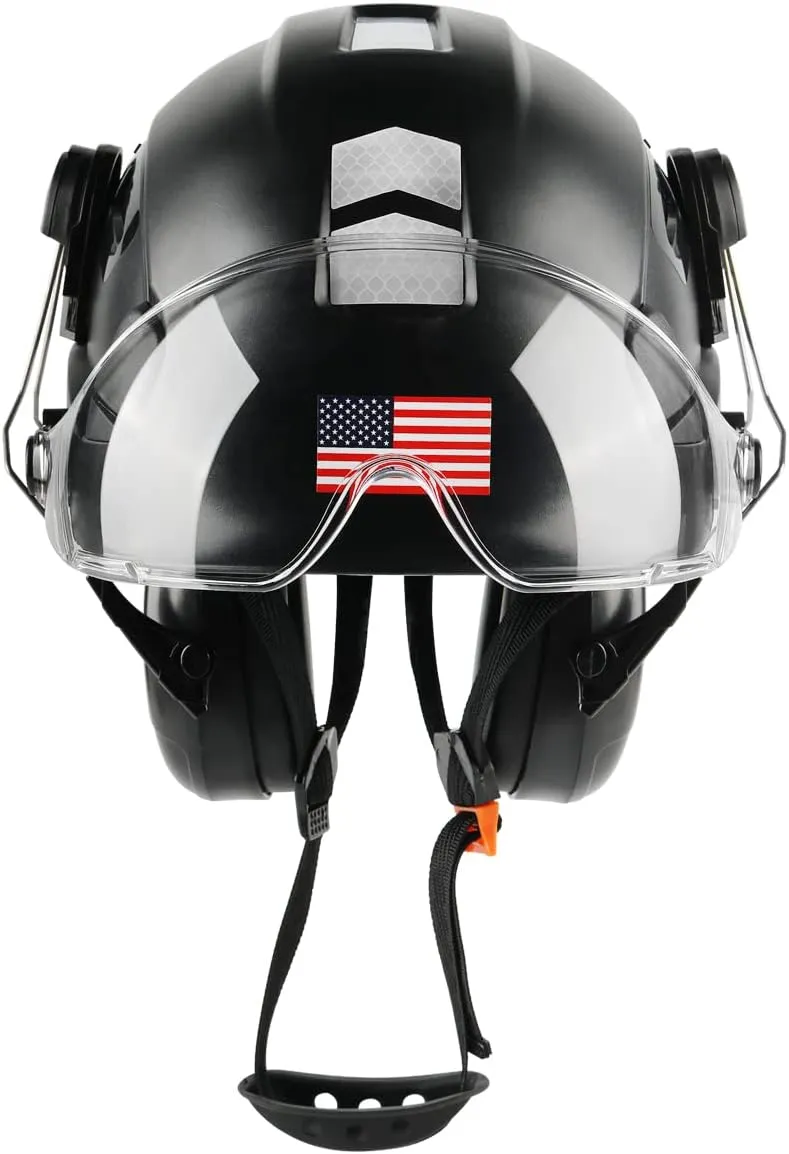 Safety Helmet Hard Hat with Visor and Ear Protection Adjustable Lightweight Vented ABS Work Helmet for Men and Women 6-Point Suspension ANSI Z89.1 Approved Ideal for Industrial & Construction
