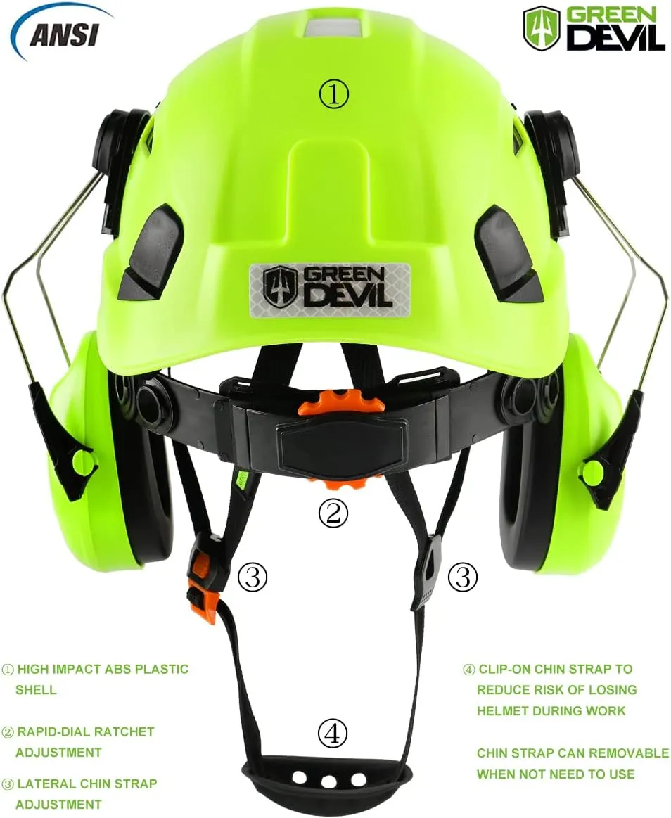 Safety Helmet Hard Hat with Visor and Ear Protection Adjustable Lightweight Vented ABS Work Helmet for Men and Women 6-Point Suspension ANSI Z89.1 Approved Ideal for Industrial & Construction