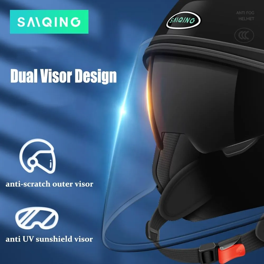 SanQing Motorcycle Open Face Helmet DOT Approved 3/4 Half Helmets for Motor-Bike Scooter Biker Adult Men Women