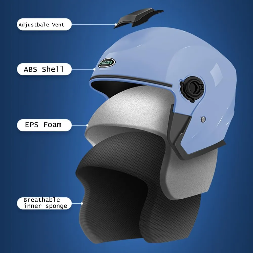 SanQing Motorcycle Open Face Helmet DOT Approved 3/4 Half Helmets for Motor-Bike Scooter Biker Adult Men Women