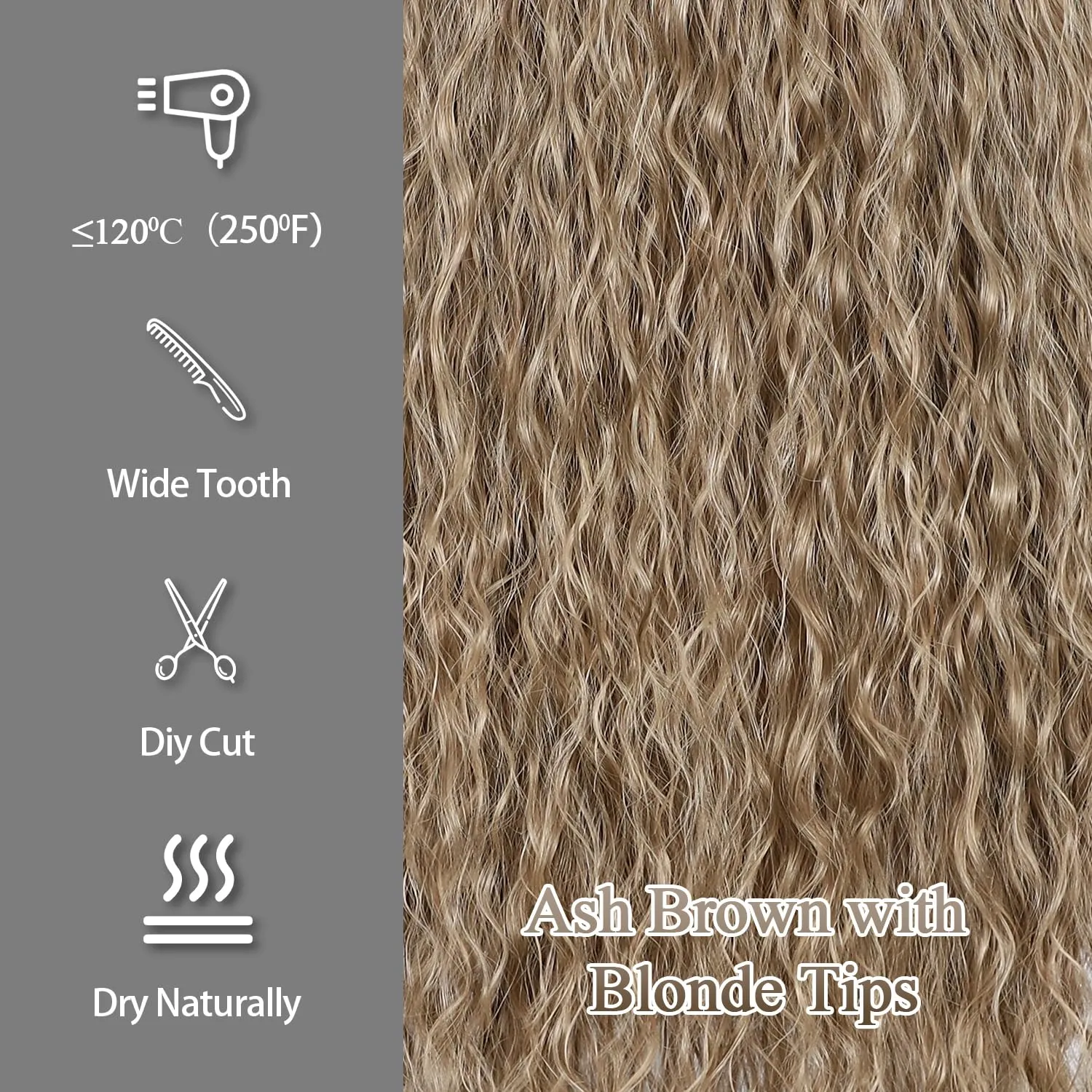 SAPPHIREWIGS Brown Lace Front Wigs Glueless Curly Synthetic Lace Front Wig for Black Women Ash Brown with Blonde Tips Hair Heat Resistant Fiber Hair Daily Party Uses 26 Inch