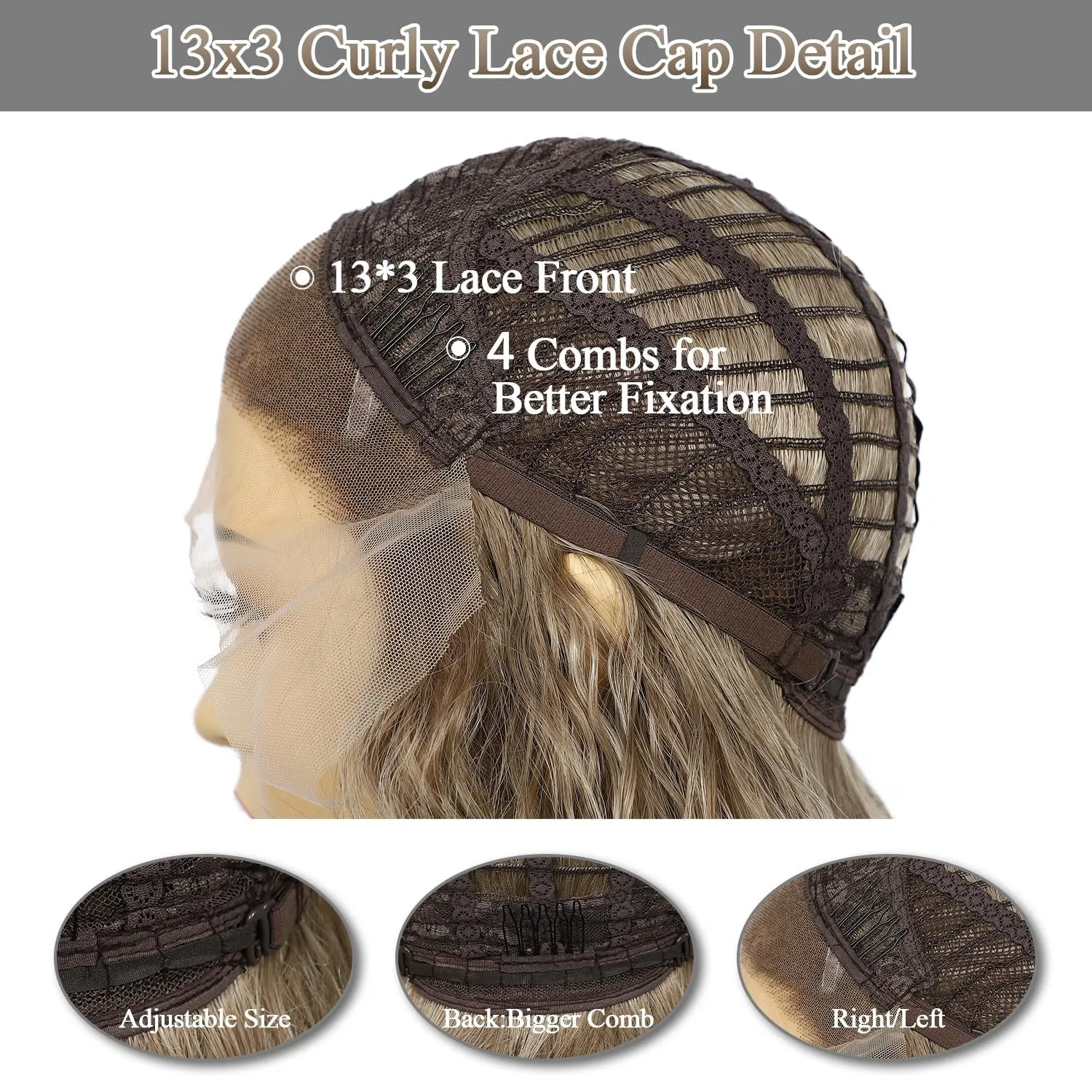 SAPPHIREWIGS Brown Lace Front Wigs Glueless Curly Synthetic Lace Front Wig for Black Women Ash Brown with Blonde Tips Hair Heat Resistant Fiber Hair Daily Party Uses 26 Inch