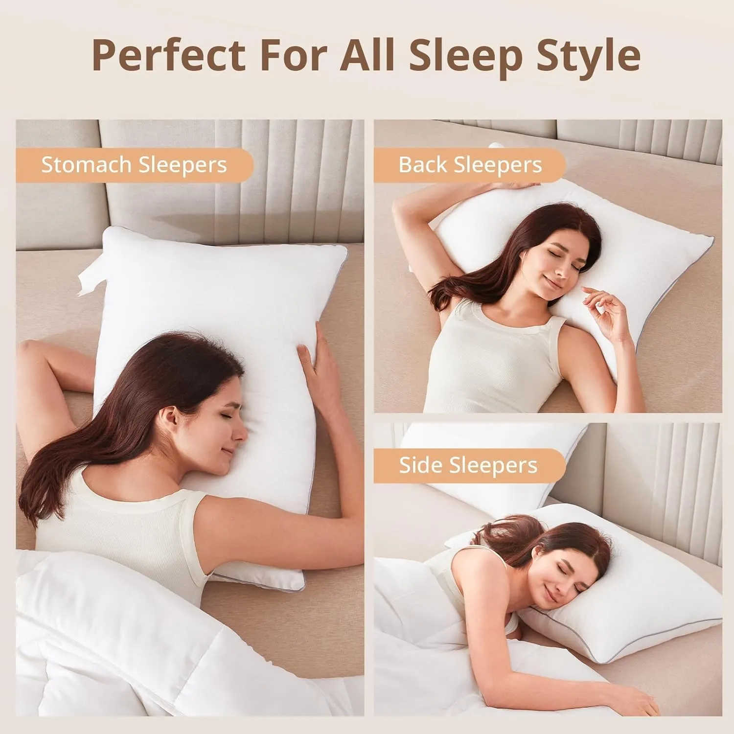 Sasttie Standard Pillows Set of 4, Full Size Bed Pillows for Side, Back, and Stomach Sleepers - Down Alternative Plump Filling - 4 Pack, Standard Size, 20x26 Inches