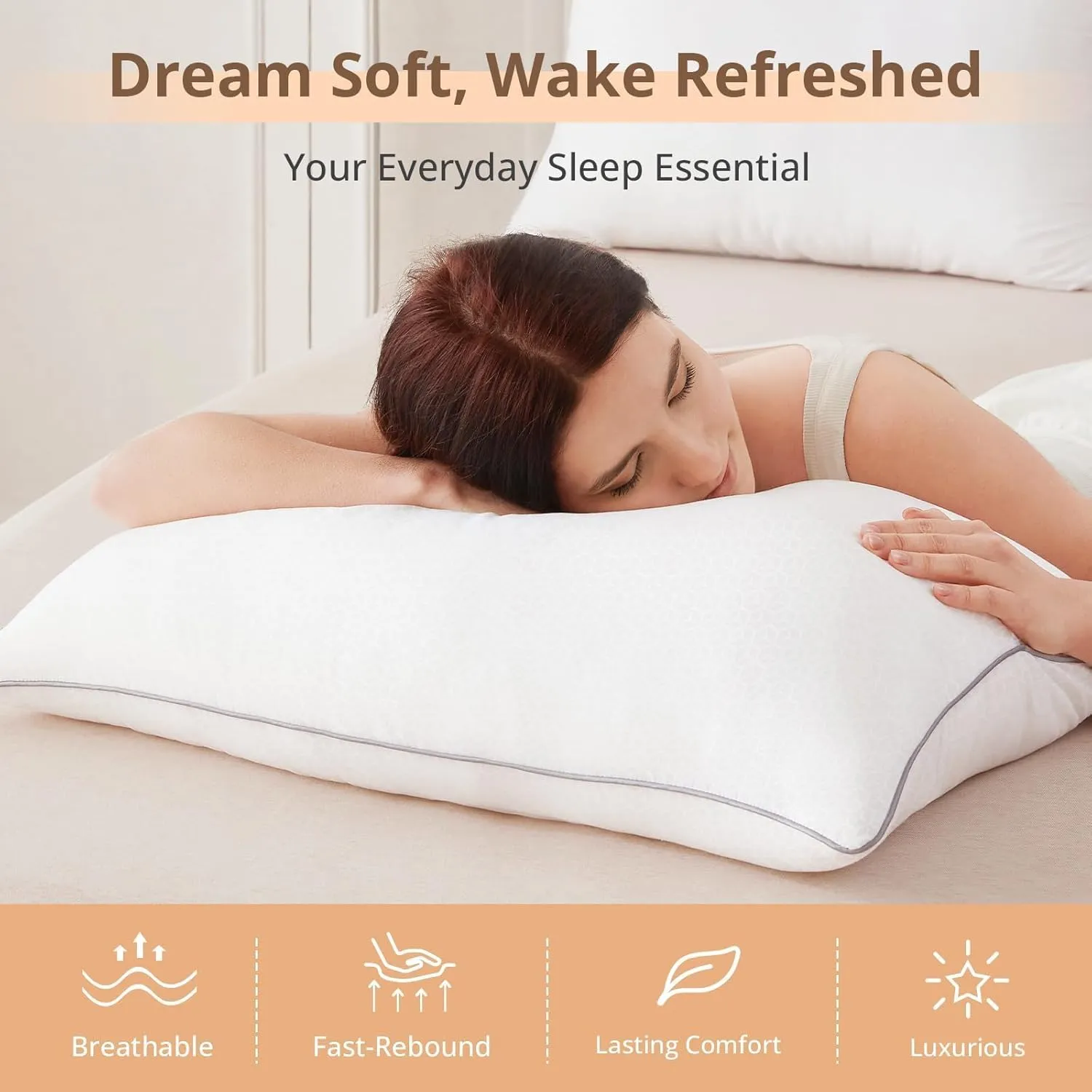 Sasttie Standard Pillows Set of 4, Full Size Bed Pillows for Side, Back, and Stomach Sleepers - Down Alternative Plump Filling - 4 Pack, Standard Size, 20x26 Inches