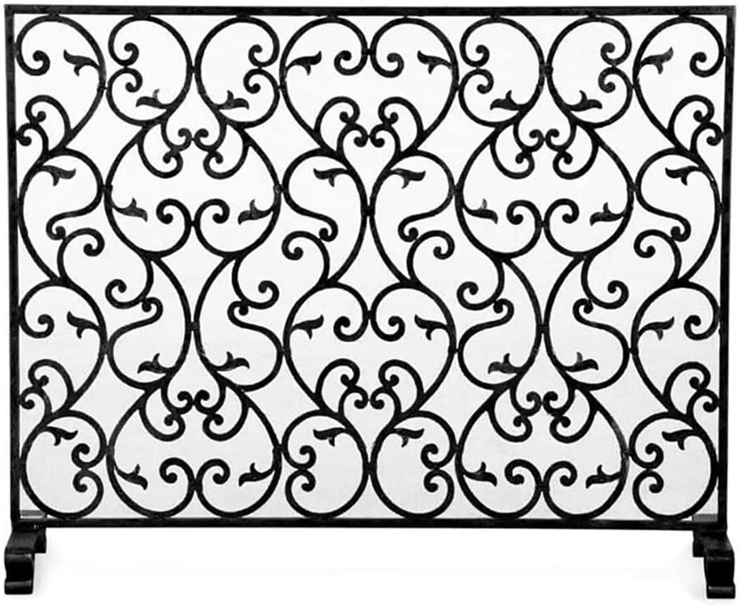 Screen Fire Guard Stove Fire Screen Fireplace Screen Decorative Wrought Iron Fireplace Screen, Large Flat Guard Metal Decor Mesh Cover, Safe Fireproof Firewood Burning Stov,