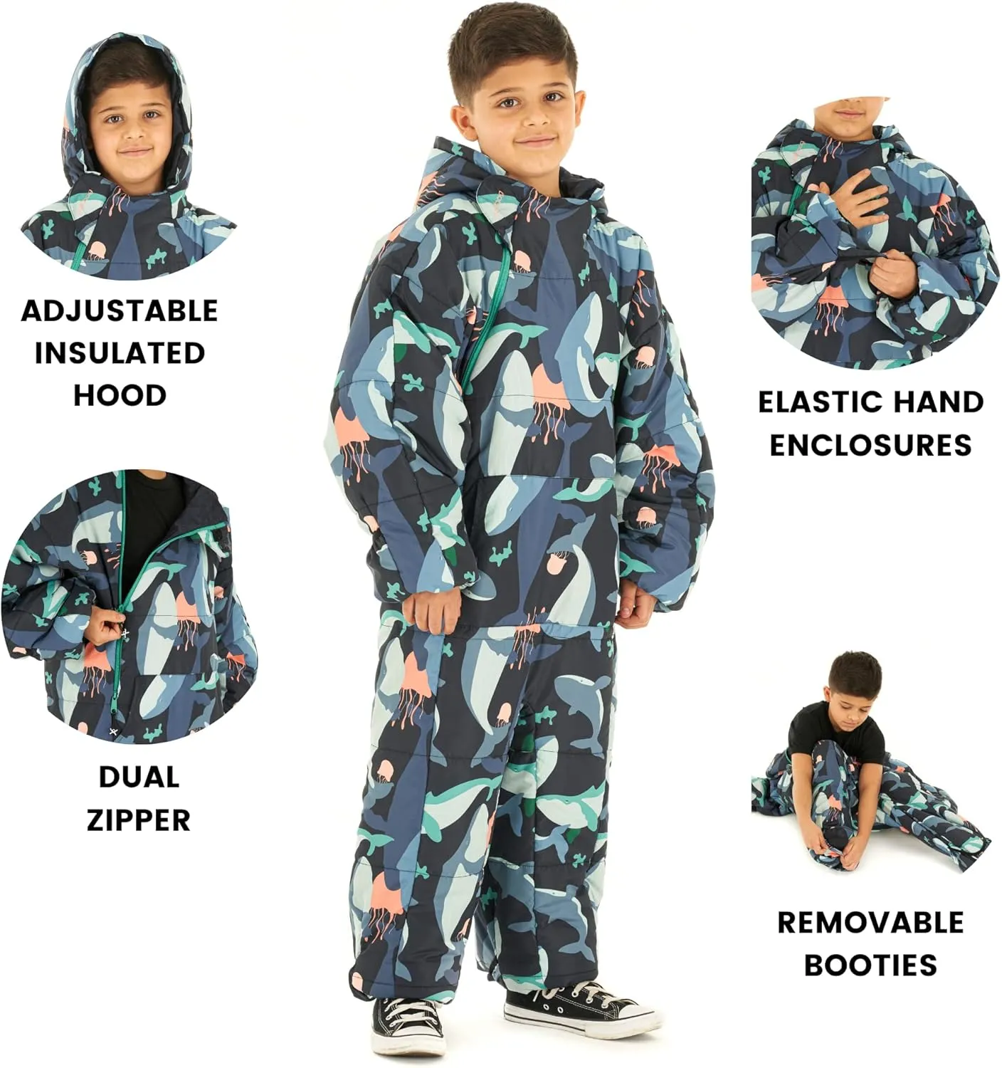 Selk'bag Kids Wearable Sleeping Bag I Outdoor and Indoor Sleeping Bag Suit for Boys and Girls, Camping, Hiking, RV Trips, Slumber Party, Travel, Lounging