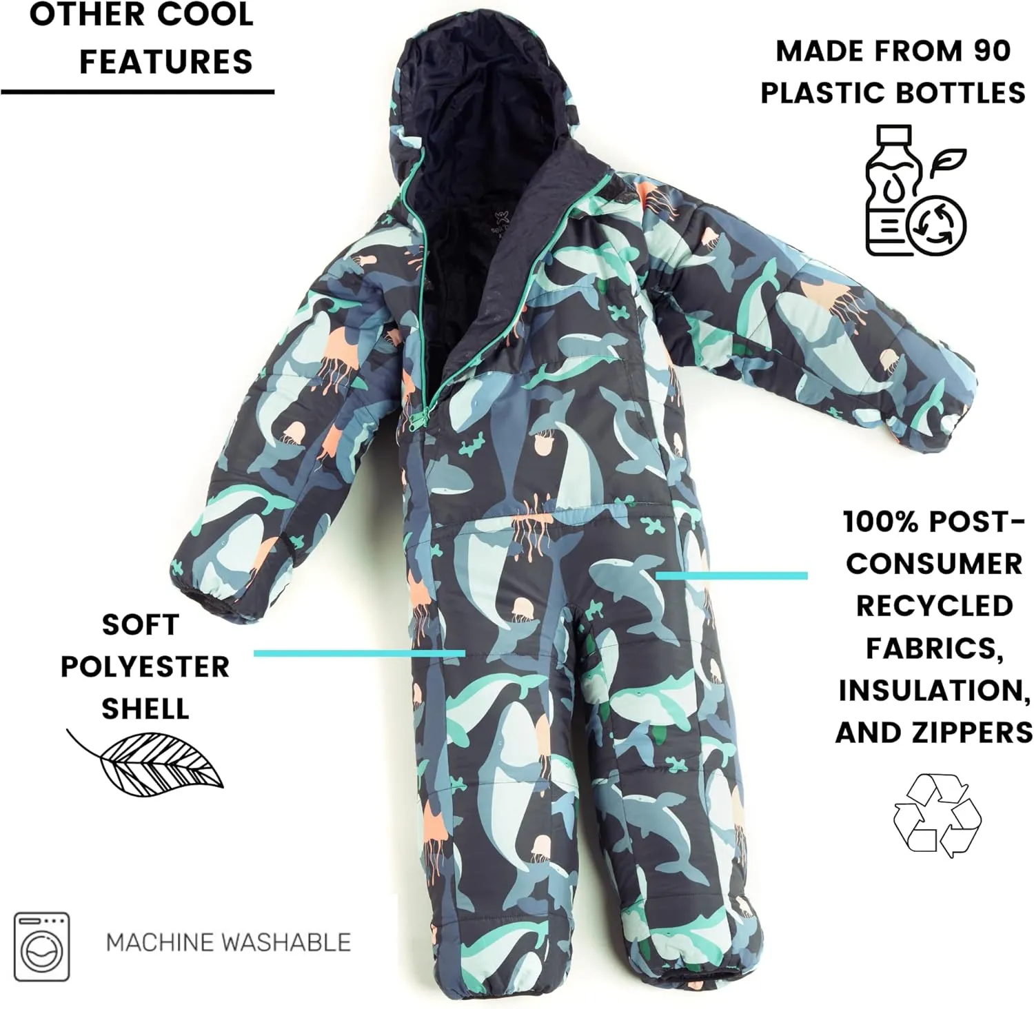 Selk'bag Kids Wearable Sleeping Bag I Outdoor and Indoor Sleeping Bag Suit for Boys and Girls, Camping, Hiking, RV Trips, Slumber Party, Travel, Lounging