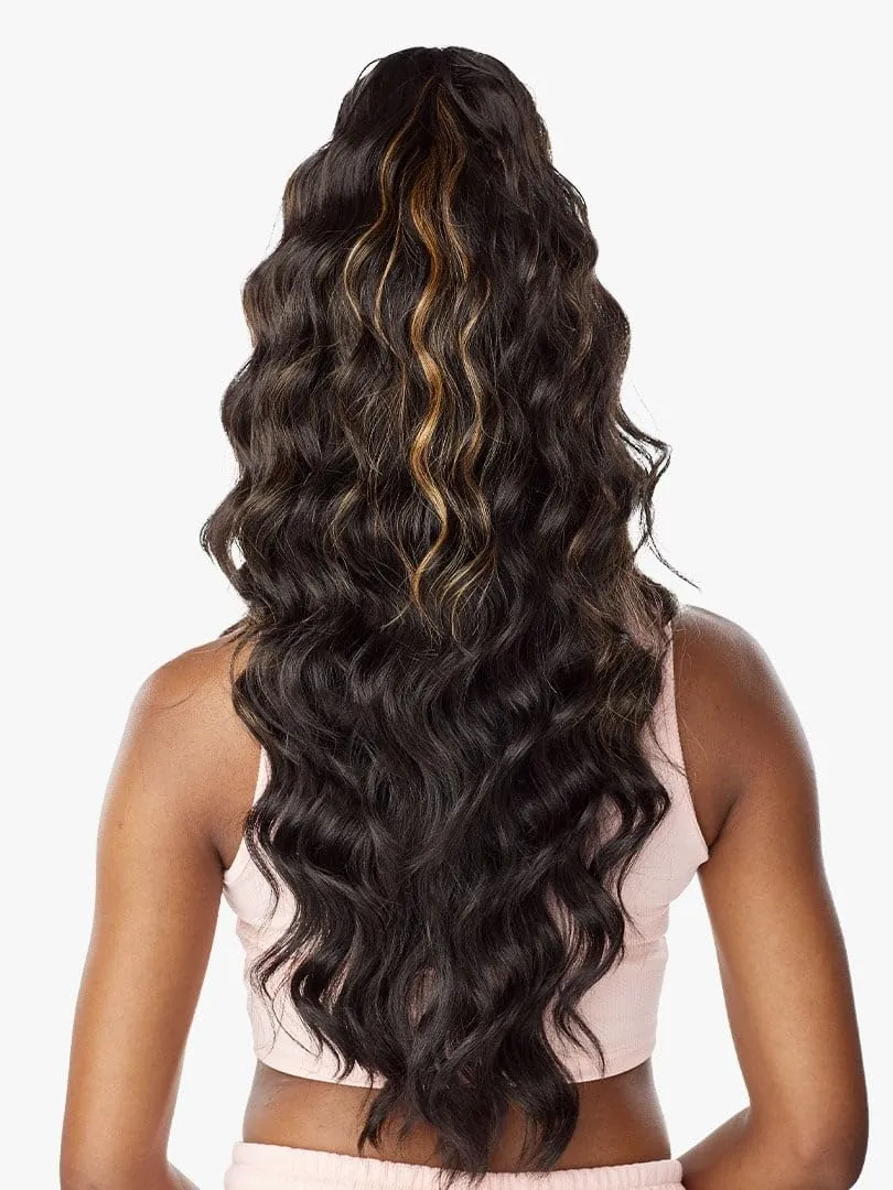 Sensationnel INSTANT Updown halfwig Pony-Instant Weave Up and Down 4 style in 1 half wig pony drawstring-INSTANT up and down UD 14 (Balayage Chocolate)15.7 ounces