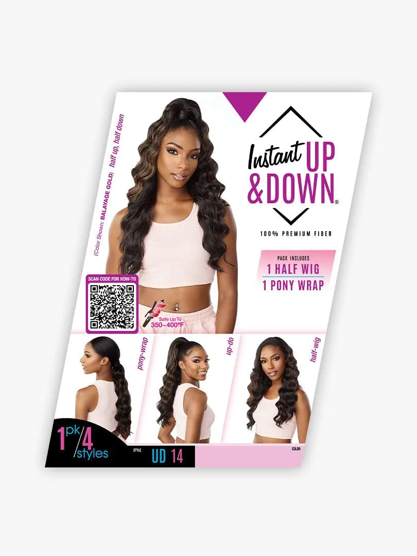 Sensationnel INSTANT Updown halfwig Pony-Instant Weave Up and Down 4 style in 1 half wig pony drawstring-INSTANT up and down UD 14 (Balayage Chocolate)15.7 ounces