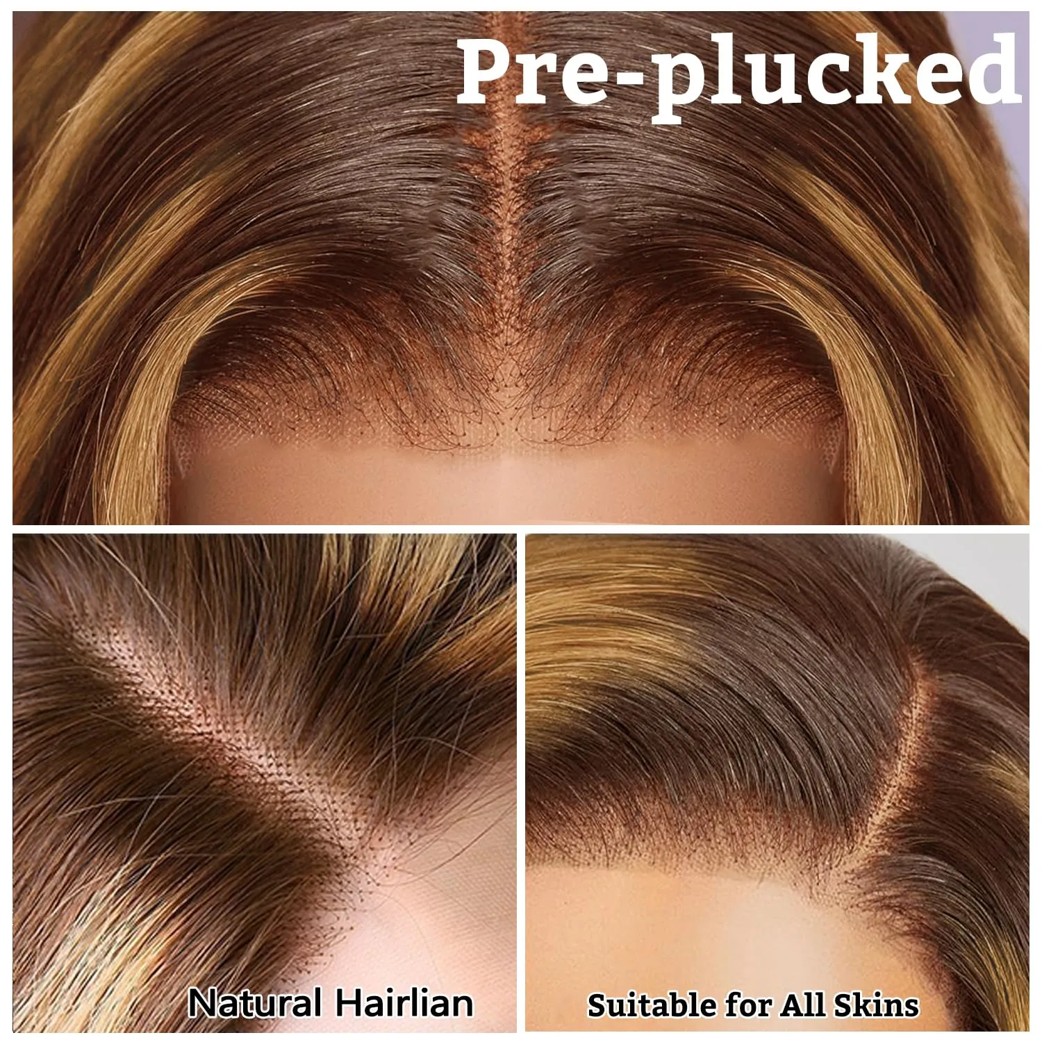 SFD 28 Inch Ombre Lace Front Wig Human Hair 200% Density Blonde Highlight Wig Human Hair Pre Plucked 4/27 Highlight Lace Front Wigs13x4 HD Lace Brown Highlighted Wig Body Wave