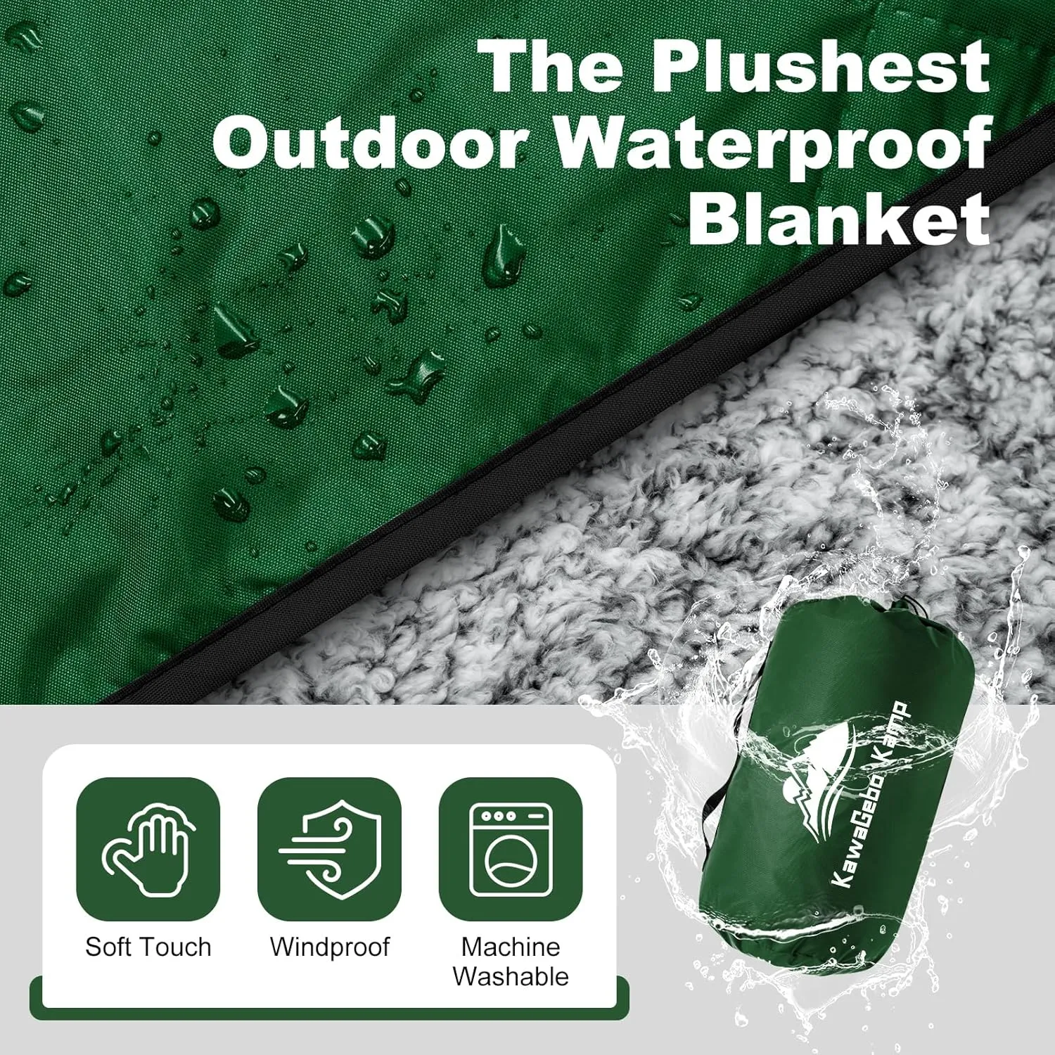 Sherpa Warm Outdoor Camping Blanket - Waterproof Stadium Blanket for Cold Weather, Camp, Sports Mom and Concert - Camping Quilt