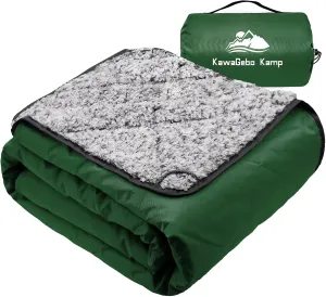 Sherpa Warm Outdoor Camping Blanket - Waterproof Stadium Blanket for Cold Weather, Camp, Sports Mom and Concert - Camping Quilt